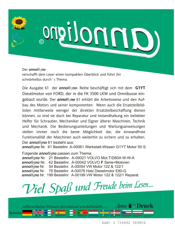 Ford Diesel Motor Typ G1YT für die FK 3500 LKW & Omnibusse Aufbau & Arbeitsweise - annoligno 61